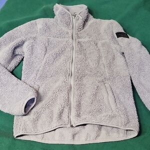 Womens S North Face Campshire full-zip Sherpa fleece jacket in gray. 